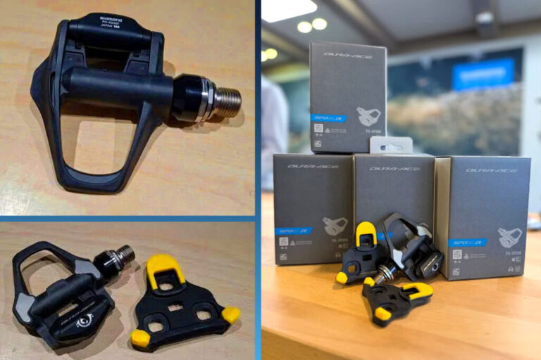 Imagem vazada atribuída ao pedal Shimano Dura-Ace PD-R9300 com denominação SPD-SLR
